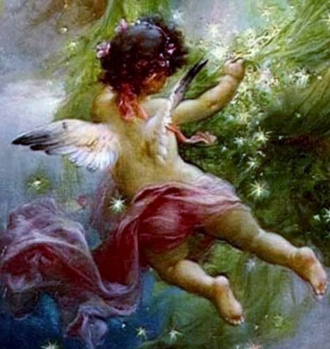 476x504 By Hans Zatzka In The Night Sky - Angels In The Sky Painting