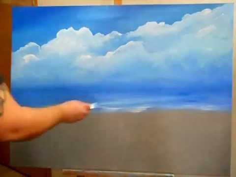 480x360 Acrylic Sky And Ocean Painting By Miguel Angel - Angels In The Sky Painting