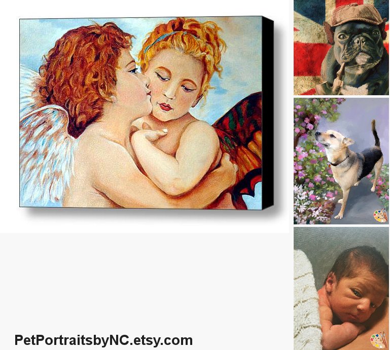 769x691 Portraits By Nc On Twitter Children Kissing Painting - Angels Kissing Painting