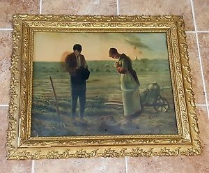 300x248 The Angelus Jean Francois Millet Painting Farmers Praying In Gold - Angelus Painting