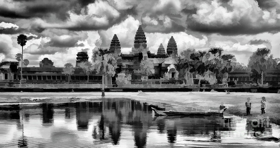 900x476 Angkor Wat Black Oil Paint Photograph By Chuck Kuhn - Angkor Wat Painting