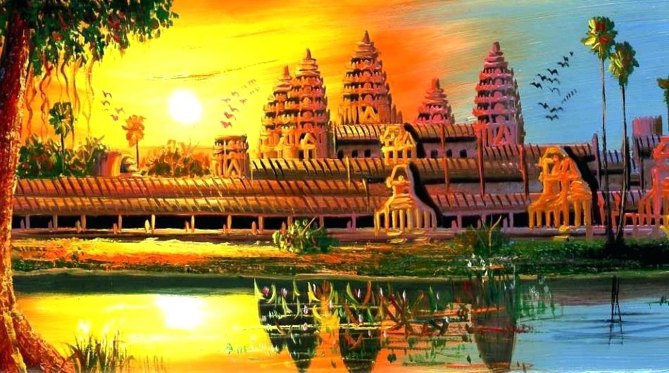 950x530 Angkor Wat Painting Temple Oil Paintings Temples Temple Oil - Angkor Wat Painting