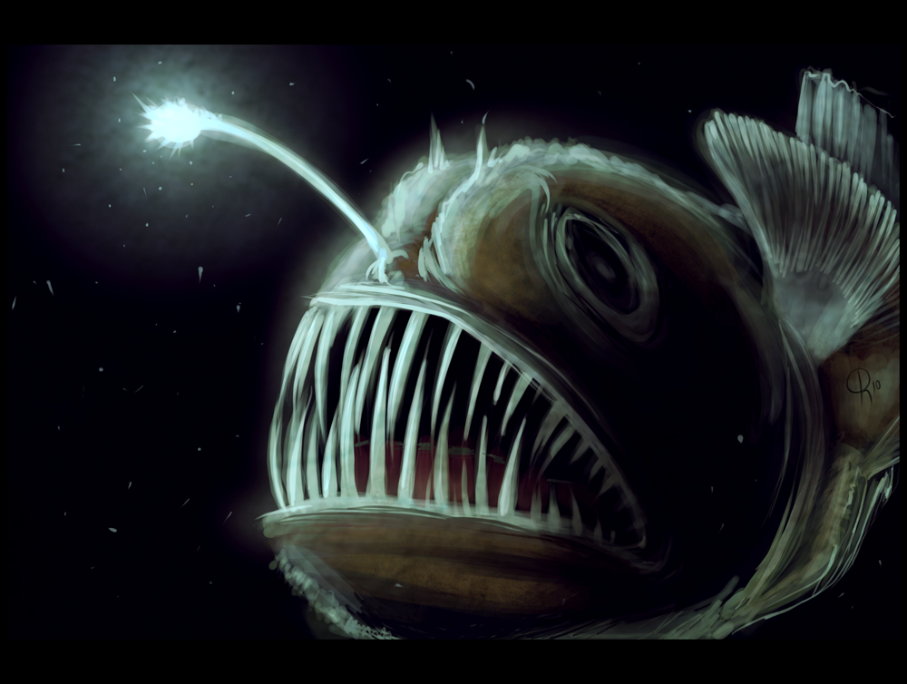 1000x754 Angler Fish By Chase Face - Angler Fish Painting