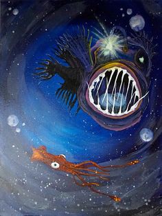 Angler Fish Painting at PaintingValley.com | Explore collection of ...