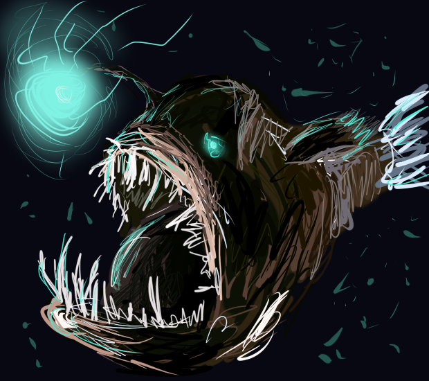 620x550 Deep Sea Angler Fish By Kelkis - Angler Fish Painting