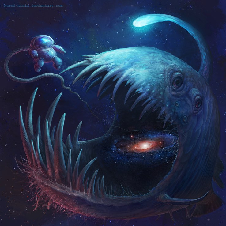 738x738 Deep Space By Kuroi Kisin - Angler Fish Painting