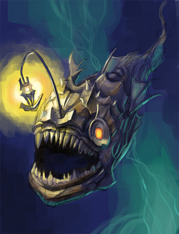 573x750 Grace Liu's Practice Blog Angler Fish Wip - Angler Fish Painting
