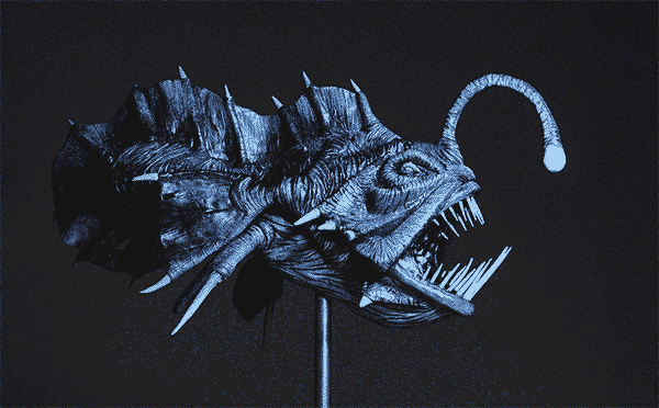 600x372 Prehistoric Angler Fish Painted On Behance - Angler Fish Painting