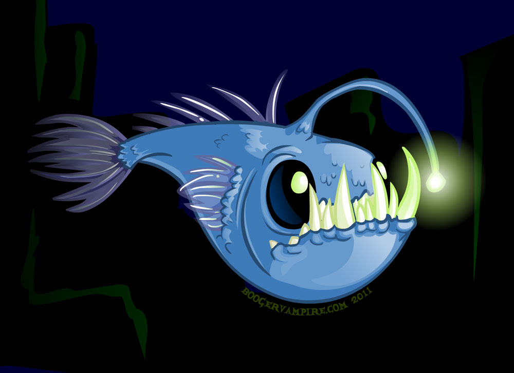 1000x727 The Continuing Adventures Of The Boogervampire Angler Fish Rock! - Angler Fish Painting