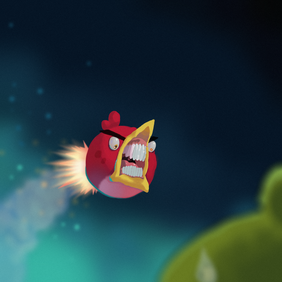 900x901 Creative Angry Birds Fan Art - Angry Birds Space Painting