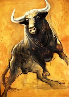 236x332 Charging Bull By Rusty001 On My Life As A Taurus - Angry Bull Painting
