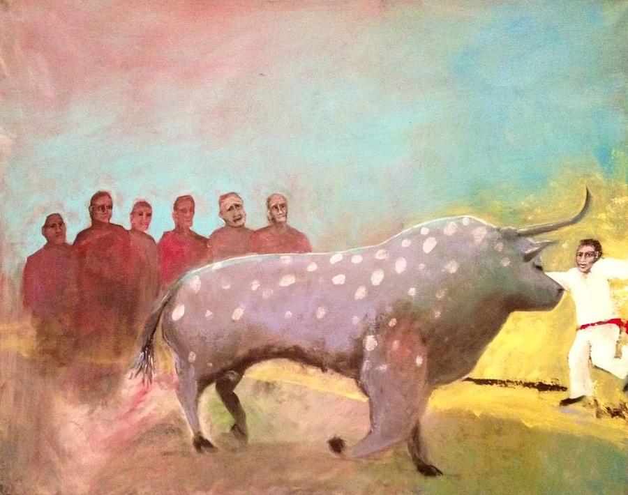 900x710 The Angry Bull Painting By Marc Tsakiris - Angry Bull Painting