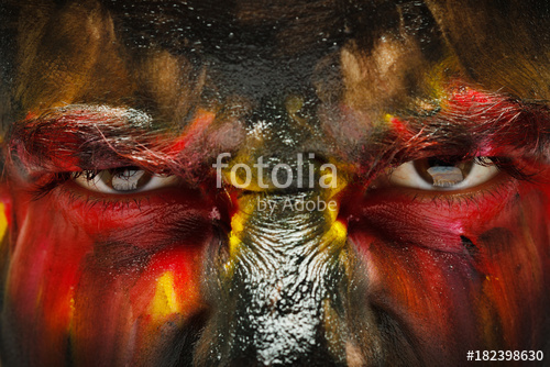 500x334 German Sports Fan Patriot. Painted Country Flag On Angry Man Face - Angry Man Painting