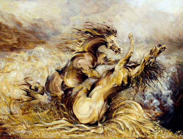 640x485 Samuel Duke Artwork The Angry Fighters Original Painting - Angry Painting