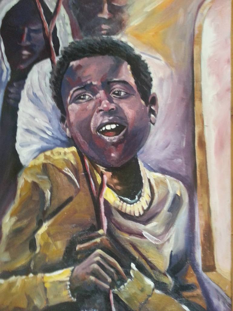770x1027 Saatchi Art Anguish Of A Shepard Boy Painting By Michael Echekoba - Anguish Painting