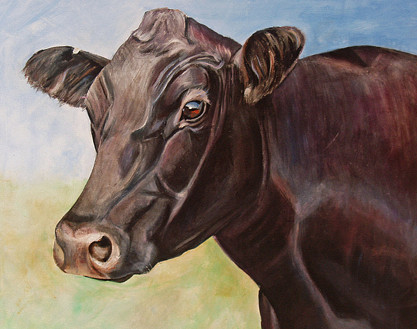 600x474 Dolly The Angus Cow Painting By Toni Grote - Angus Painting