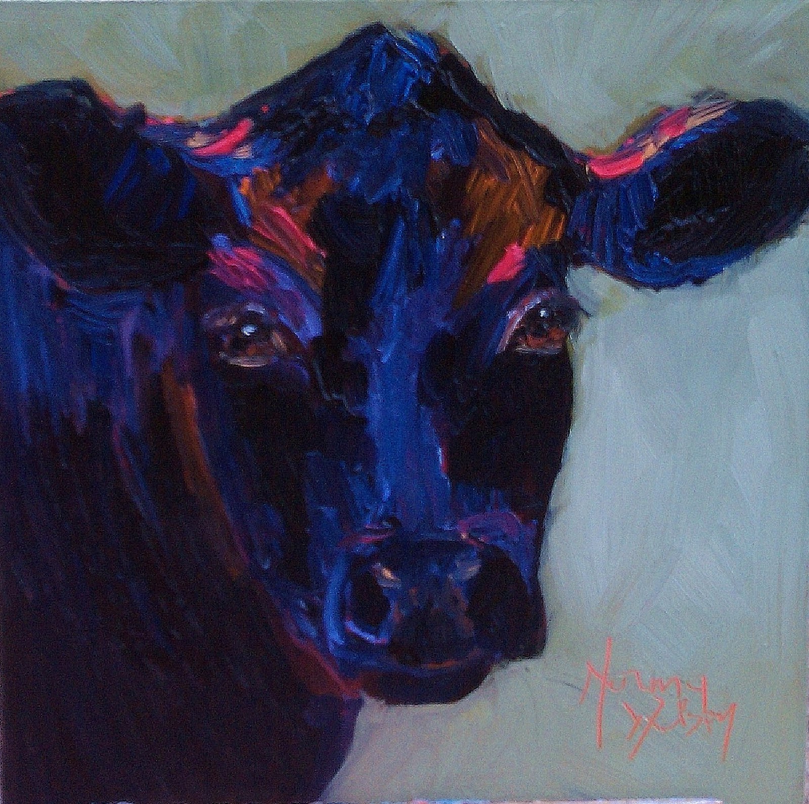 1600x1589 Norma Wilson Art Black Angus - Angus Painting