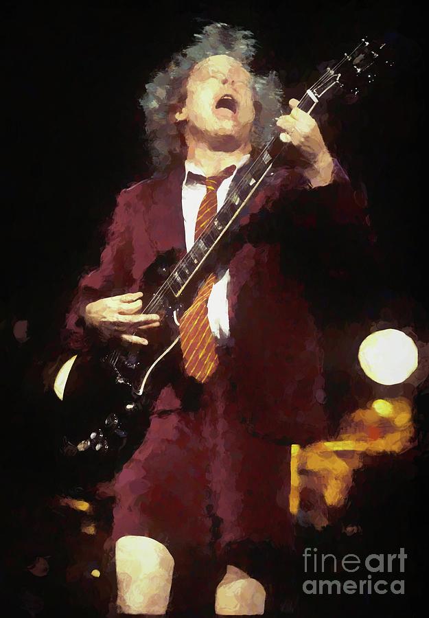 625x900 Angus Young Oil Painting Enlargments Photograph By Concert Photos - Angus Young Painting