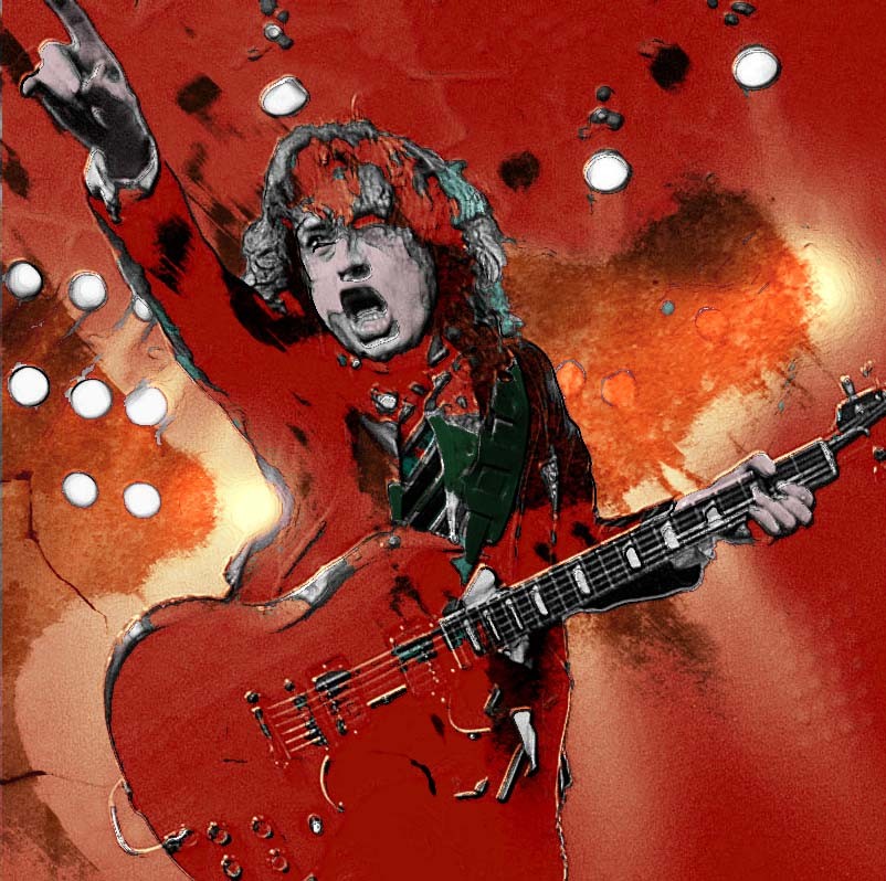 802x798 Angus Young By Alain Letroye - Angus Young Painting
