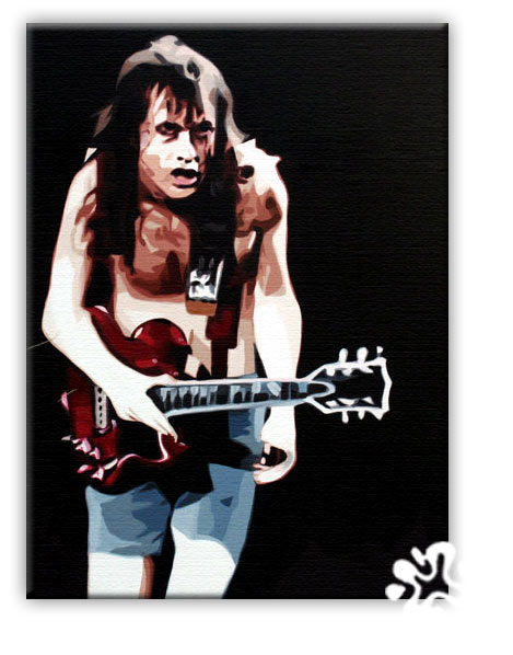 469x598 Angus Young Guitar Hero Canvas - Angus Young Painting