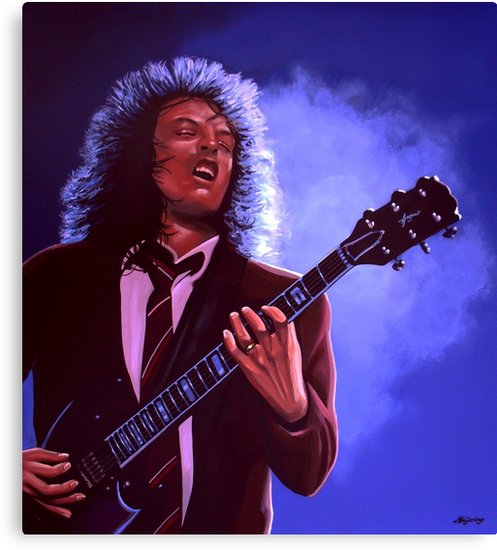 497x550 Angus Young Of Ac Dc Painting Canvas Prints By Paulmeijering - Angus Young Painting