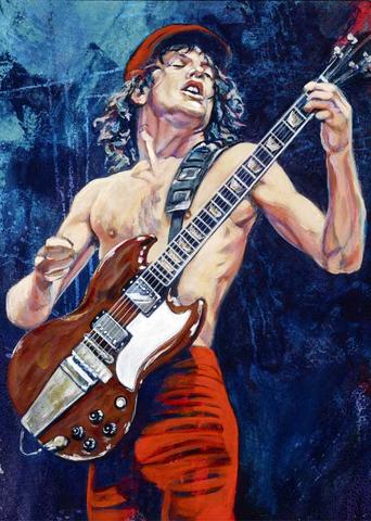 342x480 Angus Young Acdc Fine Art Print - Angus Young Painting