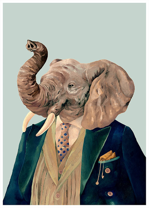 500x700 Elephant 11x14 Archival Art Print By Animalcrew On Etsy - Animal Head Painting