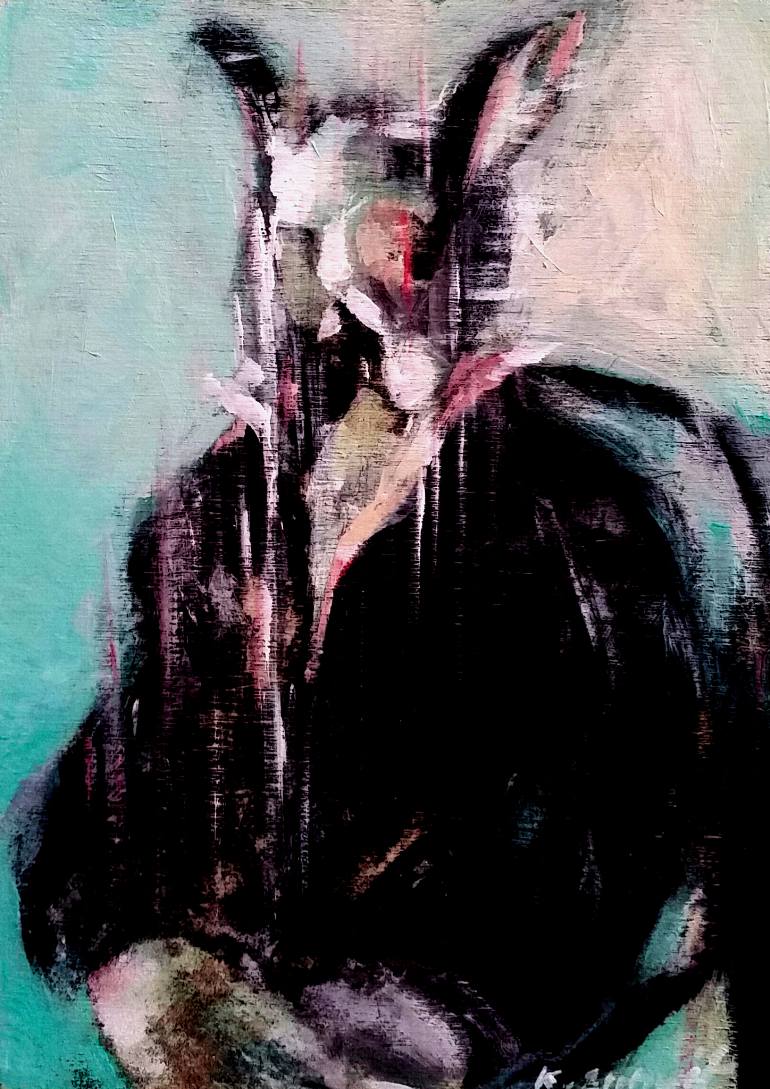 770x1089 Saatchi Art A Man With Animal Head Painting By Kanit Boonwit - Animal Head Painting