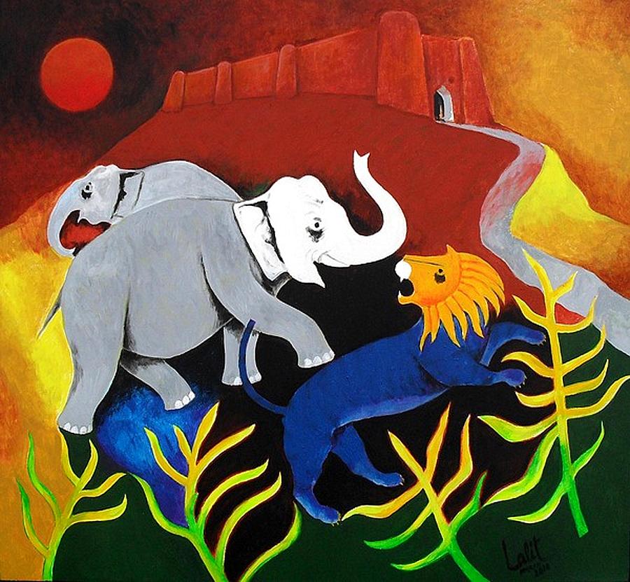 900x831 Animal Kingdom Painting By Lalit Jain - Animal Kingdom Painting