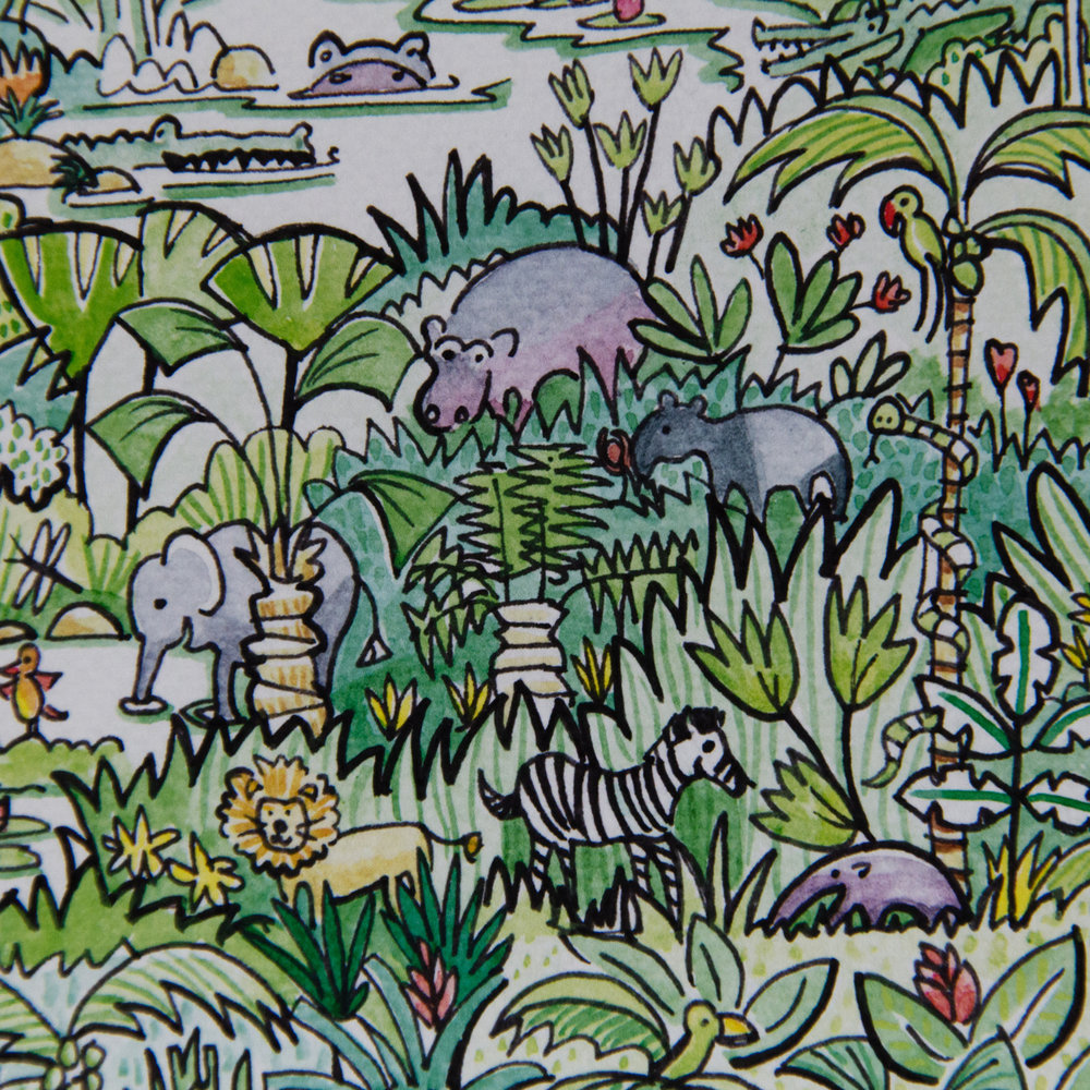 1000x1000 Wild Animal Kingdom Print Rebsville Art Studio Illustration - Animal Kingdom Painting