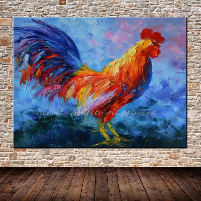 640x640 Hand Painted Big Cock Oil Paintings Hand Made Animal Oil Painting - Animal Oil Painting