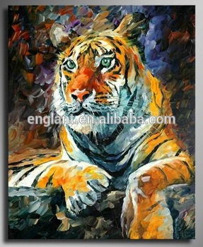 287x350 Stretched Animal Oil Painting Of Tiger Face - Animal Oil Painting