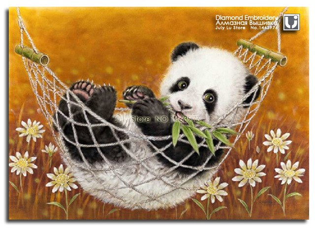 640x464 Baby Panda Cute Diamond Embroidery Animal Painting Rhinestones - Animal Painting