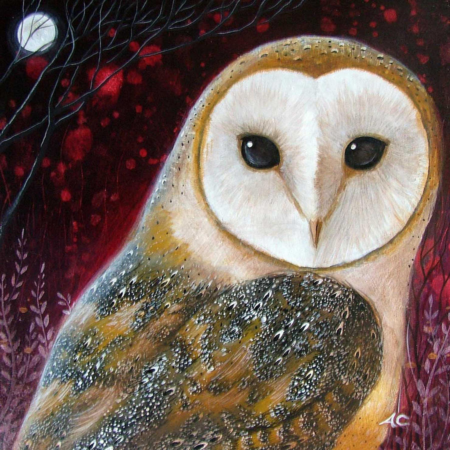 900x900 Owl Power Animal Painting By Amanda Clark - Animal Painting
