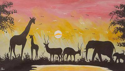 400x227 Acrylic Painting Of African Animals - Animal Painting