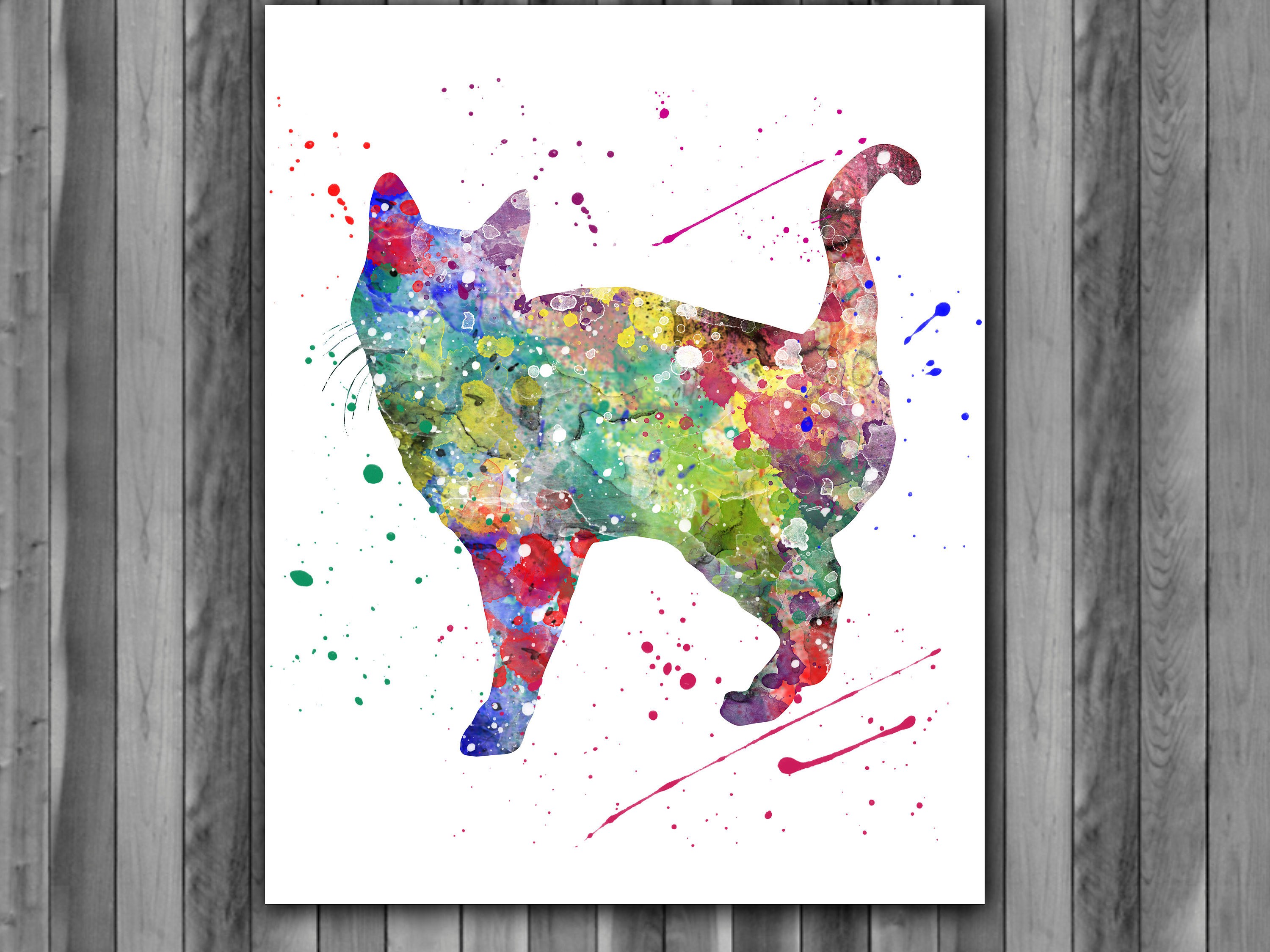 3000x2250 Kids Animal Prints Save Cat Watercolor Print Cat Art Cat Painting - Animal Painting For Kids