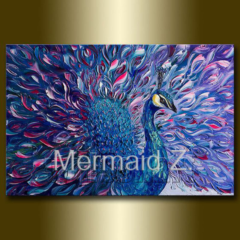 800x800 Artist Quality Abstract Animal Peacock Oil Painting On Canvas - Animal Painting On Canvas
