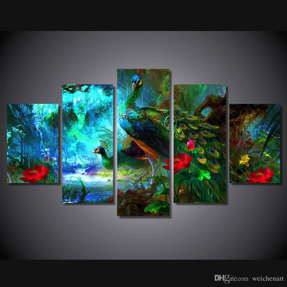 960x960 No Framed Hd Printed Peacock Animal Painting Canvas Print Room - Animal Painting Online