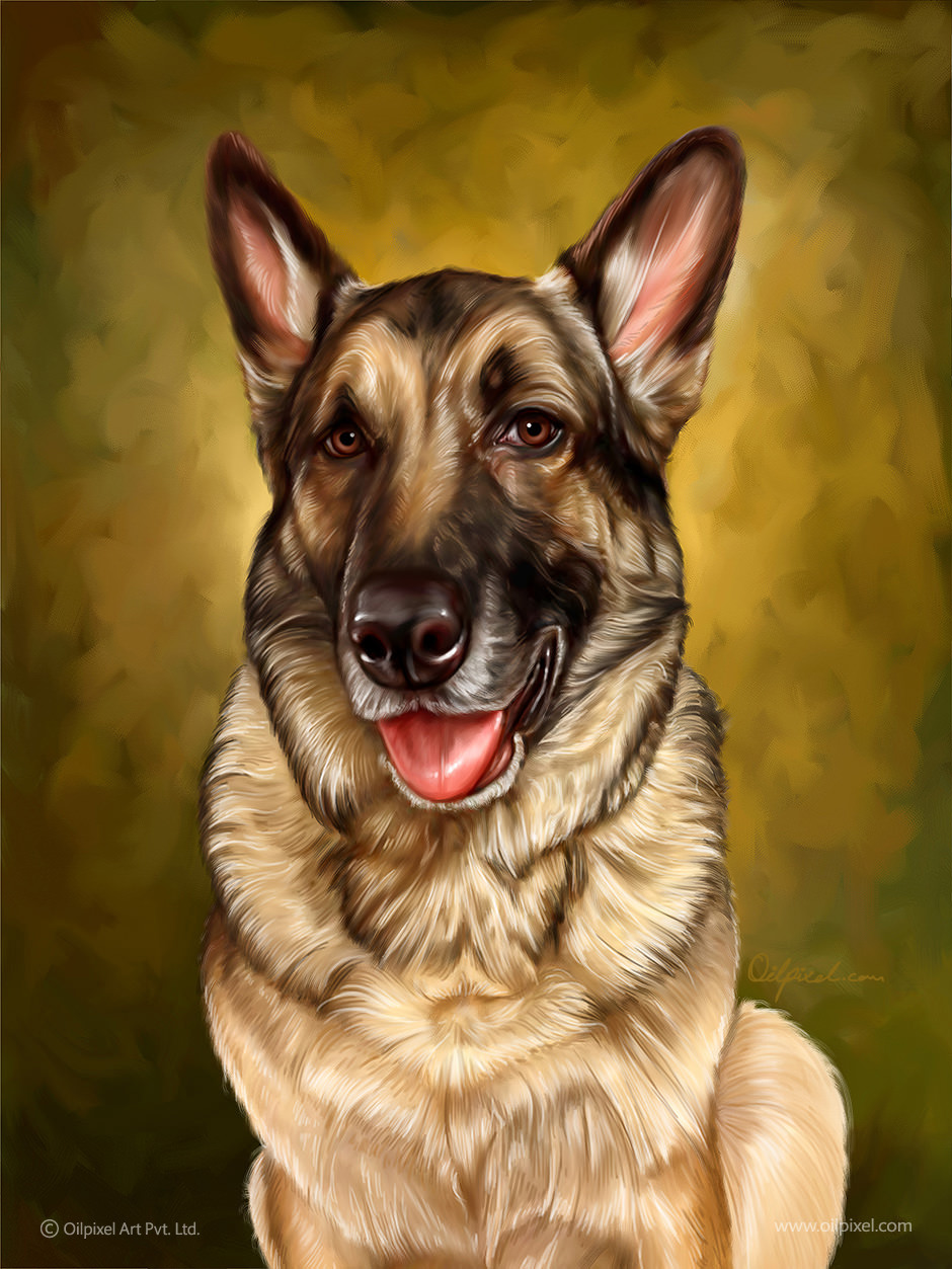 940x1253 Pet Animal Digital Painting Dog Portrait Painting By Oilpixel - Animal Portrait Painting
