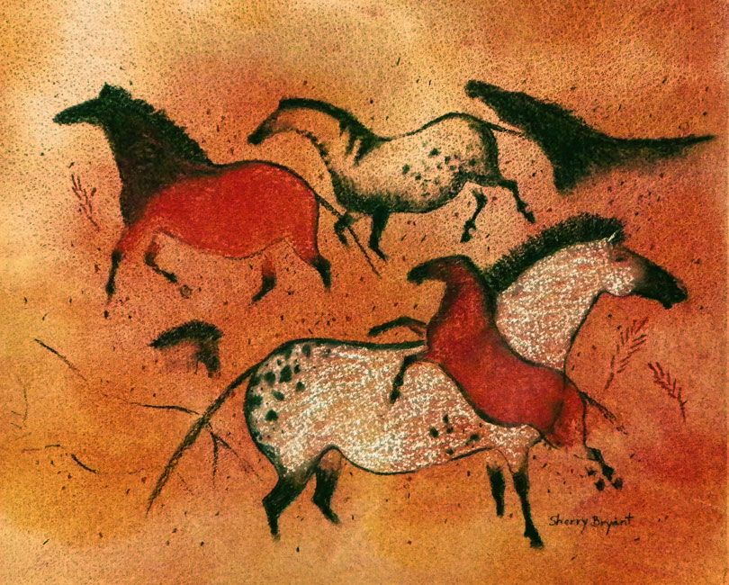 810x650 White Horse Cave Painting. Spectacular Spirit Animal Prints By - Animal Print Painting
