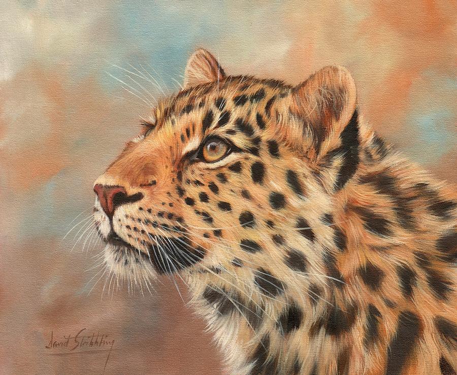 900x740 Amur Leopard Painting By David Stribbling - Animal Print Painting