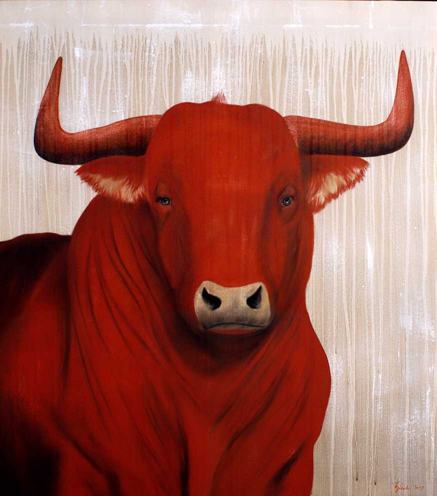 875x992 Red Bull 06 Animal Painting Thierry Bisch Animal Painter - Animals Painting Art
