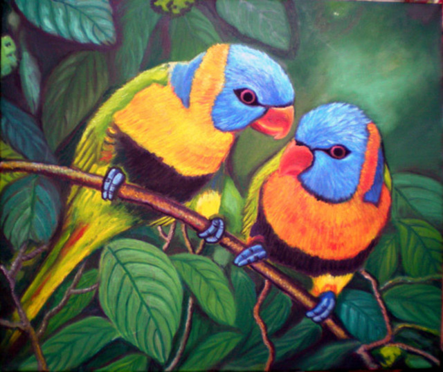 640x538 Sigit Sugiharto Artwork Harmony Original Painting Oil Animals Art - Animals Painting Art