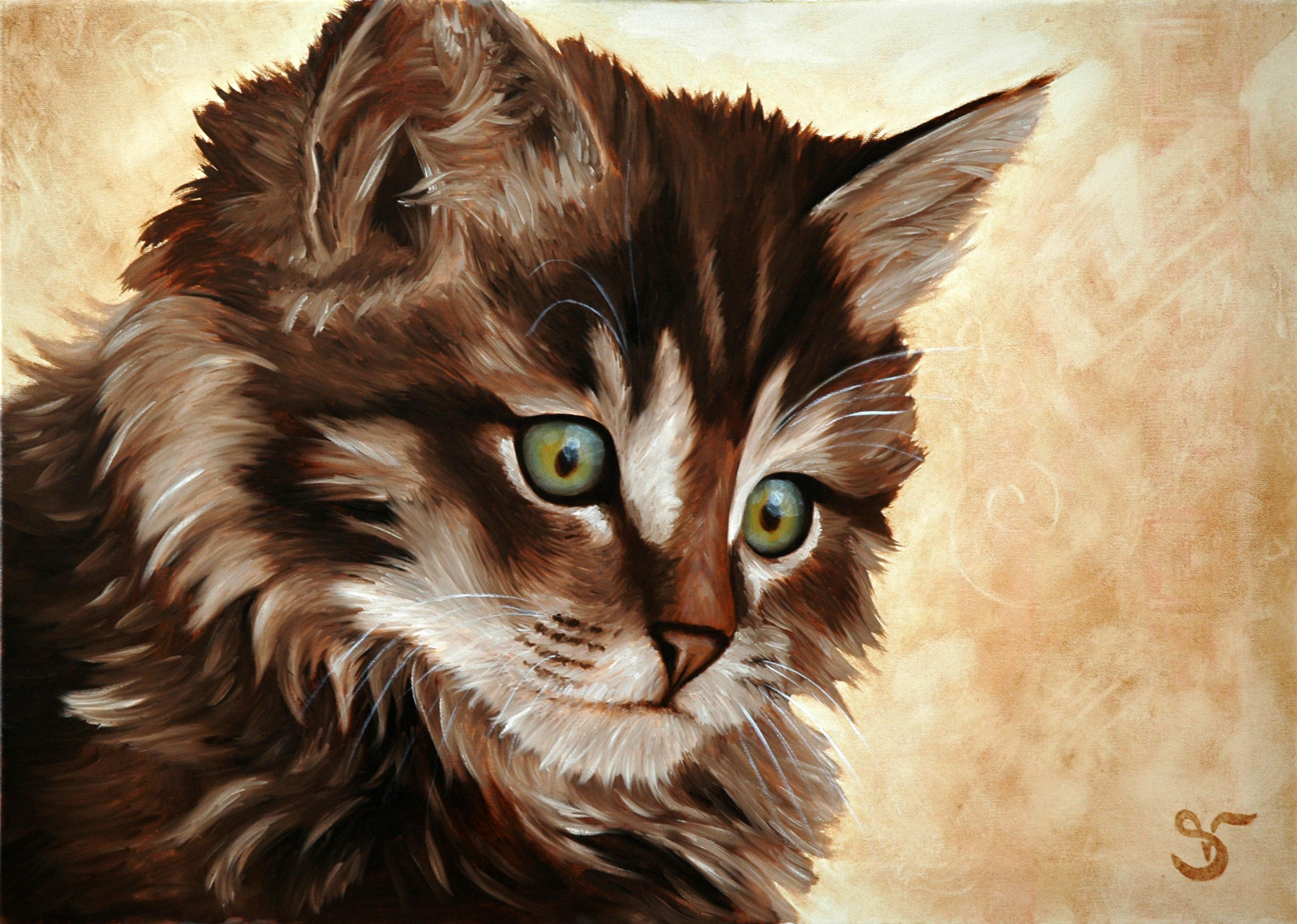 4500x3206 Image Cats Animals Painting Art 4500x3206 - Animals Painting Pictures