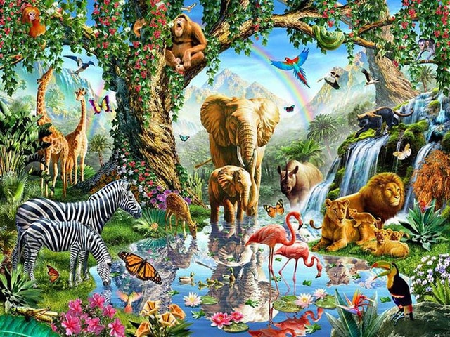 640x480 Diy 5d Diamond Mosaic Kits Diamond Embroidery Forest Animals - Animals Painting Pictures