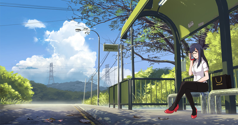 800x420 Painting Anime Bus Stop Scene - Anime About Painting
