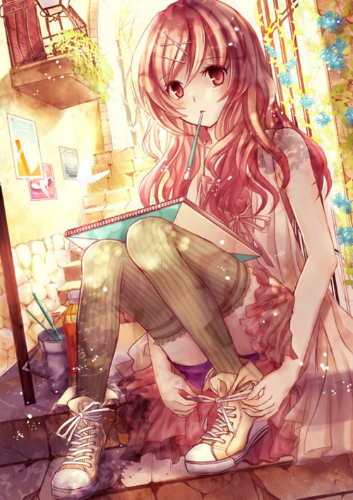 500x707 Pretty Anime Girl Painting Anime Drawings Pretty - Anime About Painting