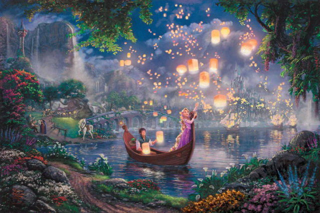 640x426 Thomas Kinkade Anime Oil Painting Art Print On Canvas Tangled Home - Anime About Painting