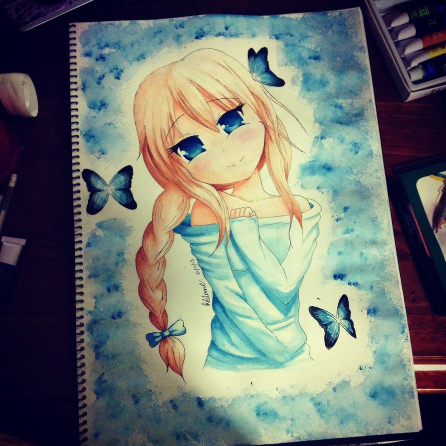 894x894 Watercolour Painting Of A Sweet Anime Girl N.n ~ By Raquelsloane - Anime About Painting