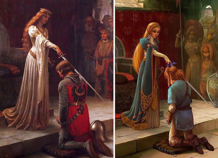 750x545 Fandom Art By Lothlenan Turns Classical Paintings To Anime - Anime Art Painting